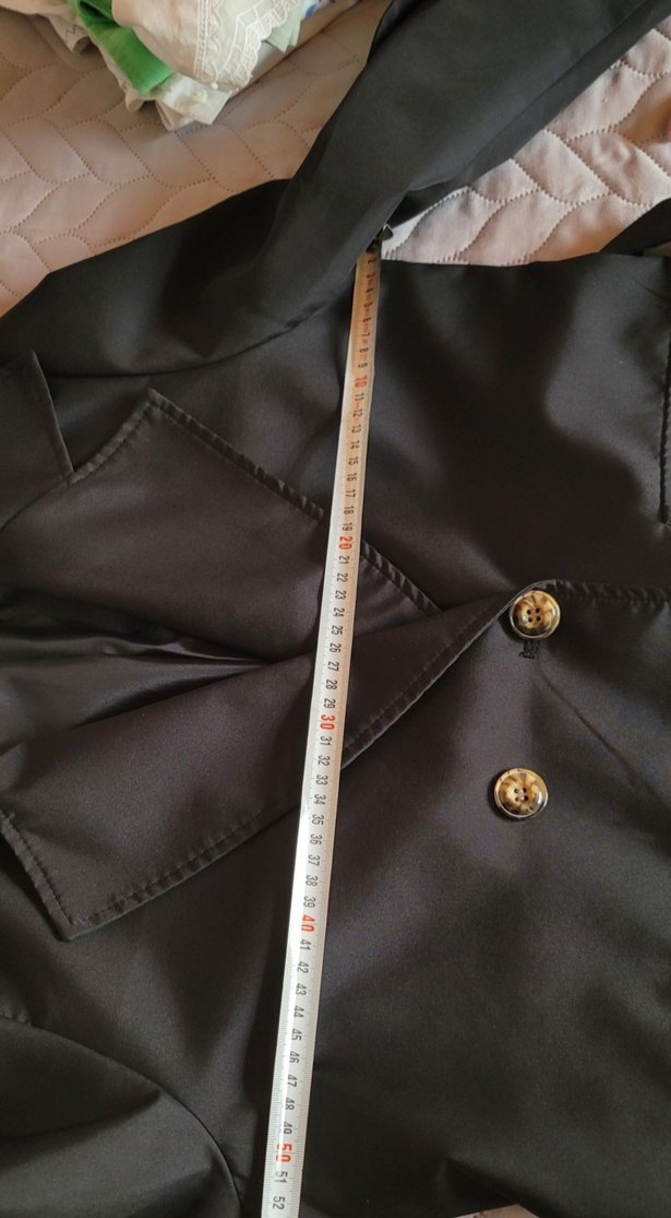 Düğmeli Siyah Kadın L bedenTrençkot - Görsel 5