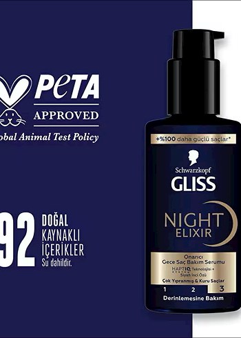 Schwarzkopf Gliss Night Elixir 100ml Onarıcı Saç Serumu - Görsel 7