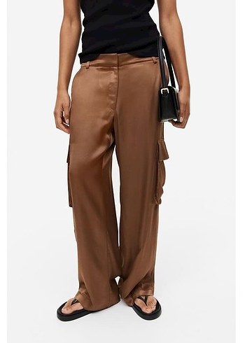 H&m Saten kargo Pantolon - Görsel 3