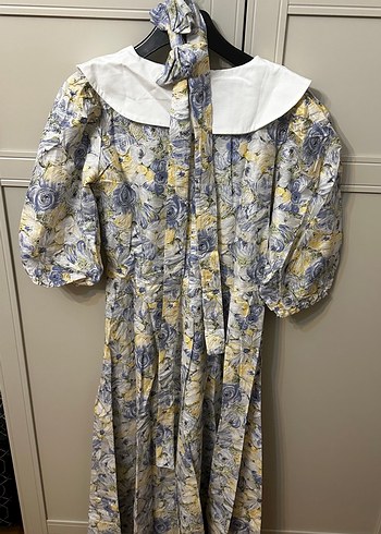 V Yaka Midi Bohem Çiçekli Kadın Elbise - Görsel 9