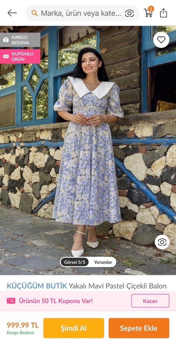 V Yaka Midi Bohem Çiçekli Kadın Elbise - Görsel 4