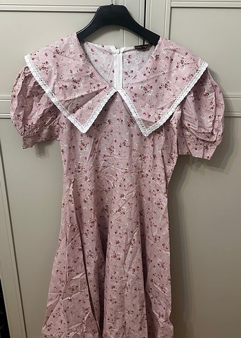 Dantel Detaylı Pembe Vintage Uzun Elbise - Görsel 4