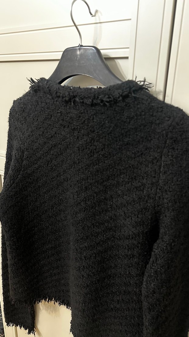 Düğmeli Siyah Kadın Tüvit Hırka - Görsel 5