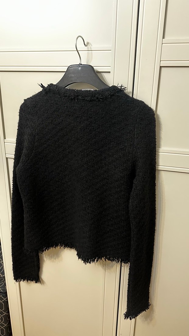 Düğmeli Siyah Kadın Tüvit Hırka - Görsel 4