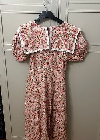 Pembe Çiçekli Mini Bohem Elbise - Görsel 5