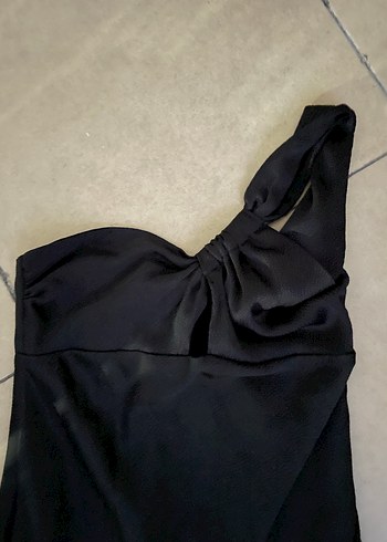 l Beden Siyah Drapeli Straplez Uzun Abiye Elbise