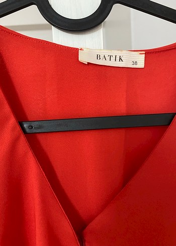 Kırmızı Drapeli Uzun Kadın Elbise - Görsel 3