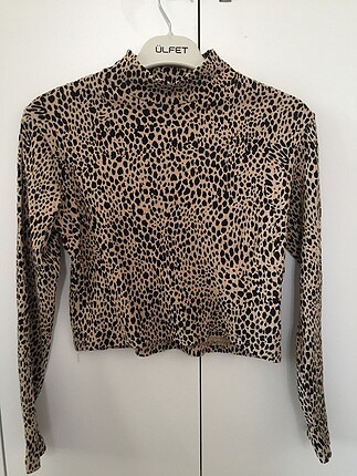 Leopar boğazlı bluz