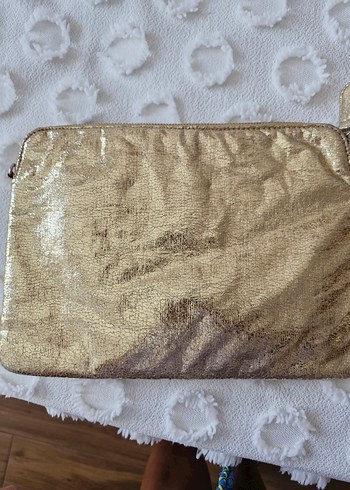  Beden Altın Renk İşlemeli Bohem Clutch Çanta