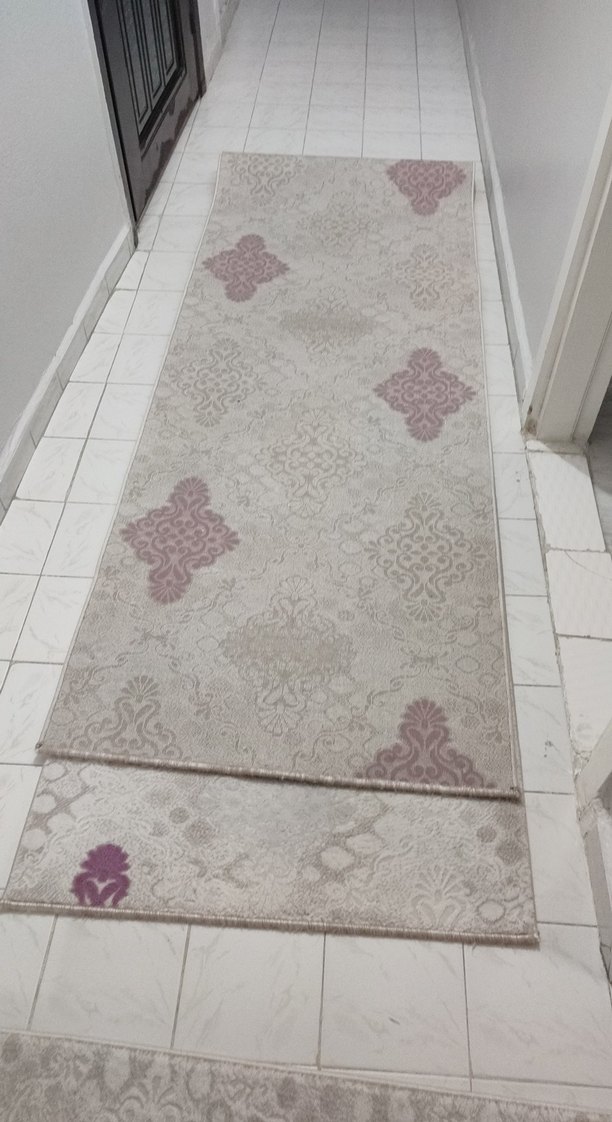 Mor İşlemeli Gri Geleneksel Halı - Görsel 3