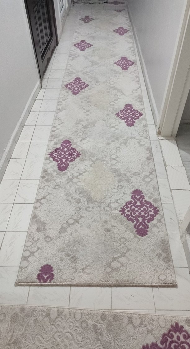 Mor İşlemeli Gri Geleneksel Halı - Görsel 2