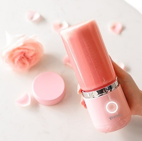 Yasomi - Kablosuz Şarjlı Cam Smoothie El Blenderi (Pembe)