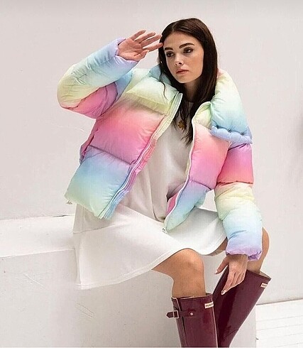 Diğer Comstar Pastel Renkli Kadın Oversize Şişme Mont