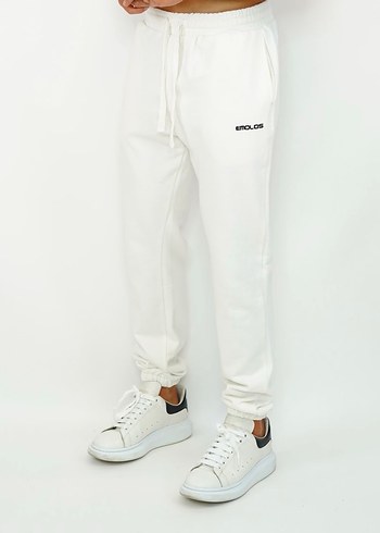 Beyaz Erkek Rahat Kesim Eşofman Altı Emolos - Görsel 2