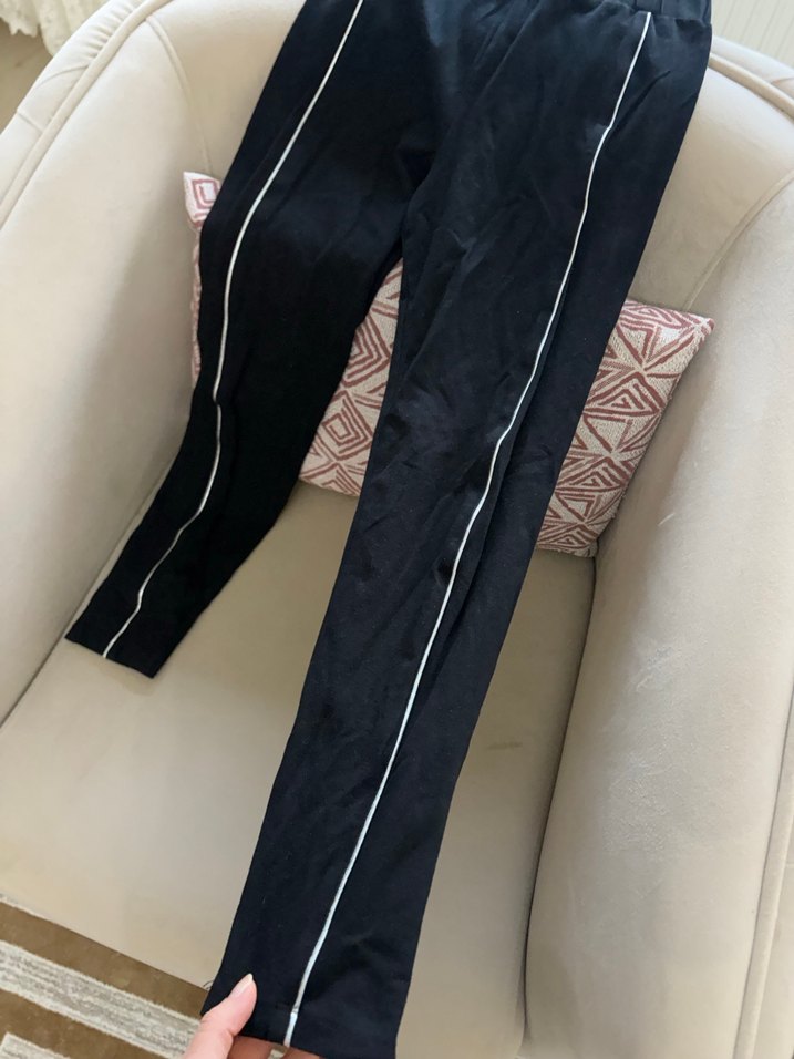 LCW Kids Siyah Lastikli Çizgili Kız Taytı - Görsel 4