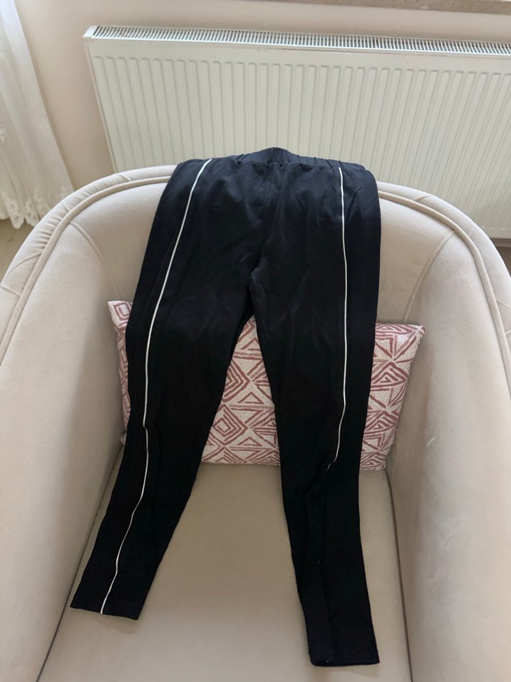 LCW Kids Siyah Lastikli Çizgili Kız Taytı - Görsel 3