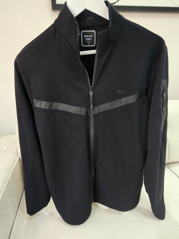 Avva Siyah Fermuarlı Erkek Spor Ceket - Görsel 2