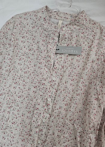 Uzun Kollu, Düğmeli, Baskılı Pamuklu Kadın Gömlek - Görsel 3