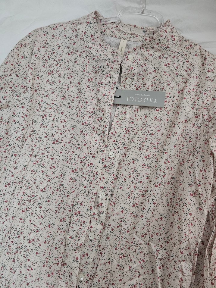 Uzun Kollu, Düğmeli, Baskılı Pamuklu Kadın Gömlek - Görsel 3
