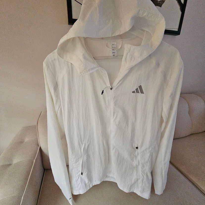 Beyaz Kapüşonlu Erkek rüzgarlık - Görsel 2