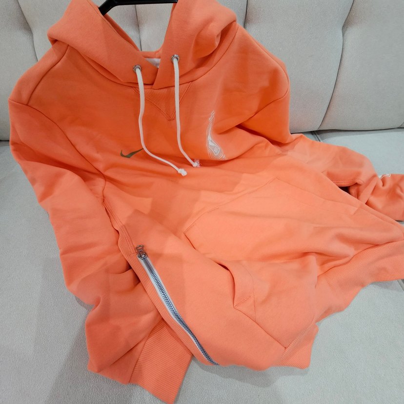 Turuncu Kapüşonlu Fermuarlı Kadın Sweatshirt - Görsel 3