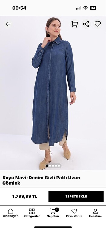 Allday denim kot tunik gömlek