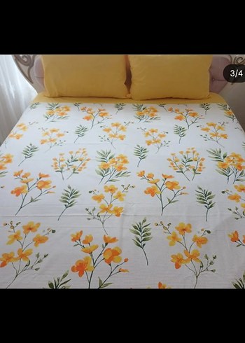 Diğer Sarı Çiçekli Pike Takımı %100 Pamuklu Neyyla Nevresim