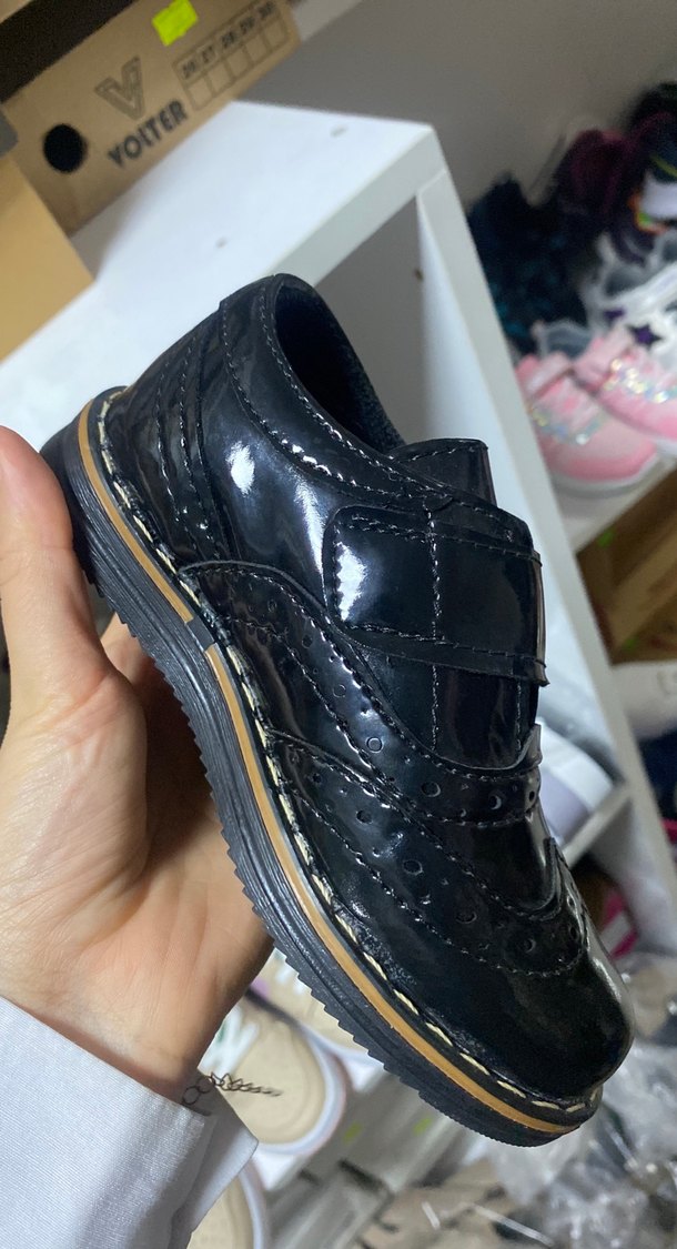 Parlak Siyah Erkek Çocuk Goth Ayakkabı - Görsel 3