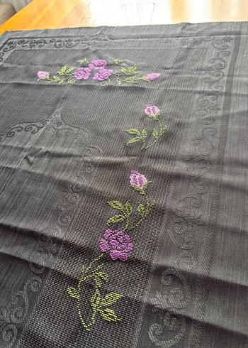 Kaneviçe siyah seccade havlu seti - Görsel 4