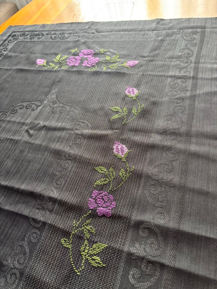 Kaneviçe siyah seccade havlu seti - Görsel 4