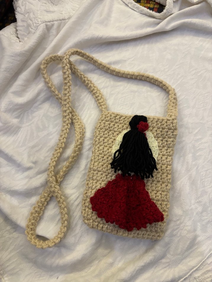 Bej Örgü Bohem Kadın Bere telefon çantası - Görsel 3