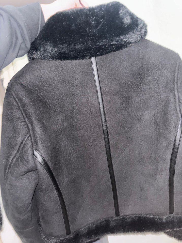 Siyah kürk ceket - Görsel 4