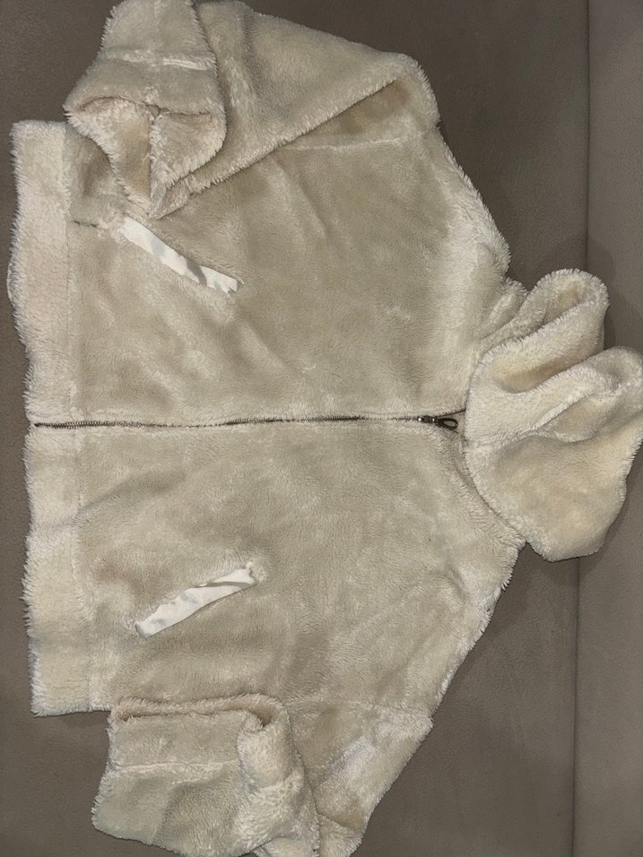 Beyaz Peluş  Ceket - Görsel 3