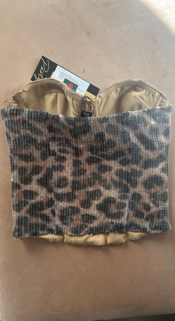 Leopar Desenli Straplez Büstiyer - Görsel 2