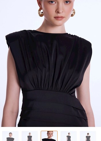 Siyah Pilili Mini Kadın Elbise - Görsel 3