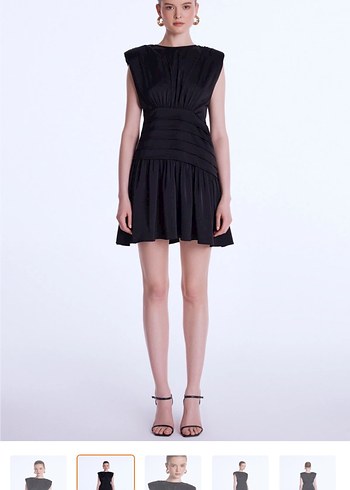 Siyah Pilili Mini Kadın Elbise - Görsel 2