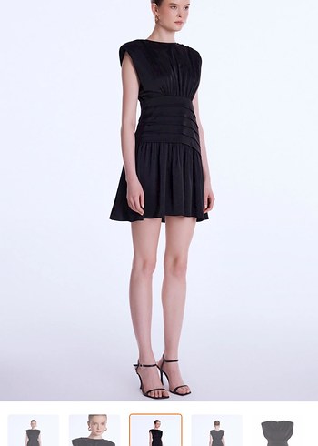 Siyah Pilili Mini Kadın Elbise - Görsel 4