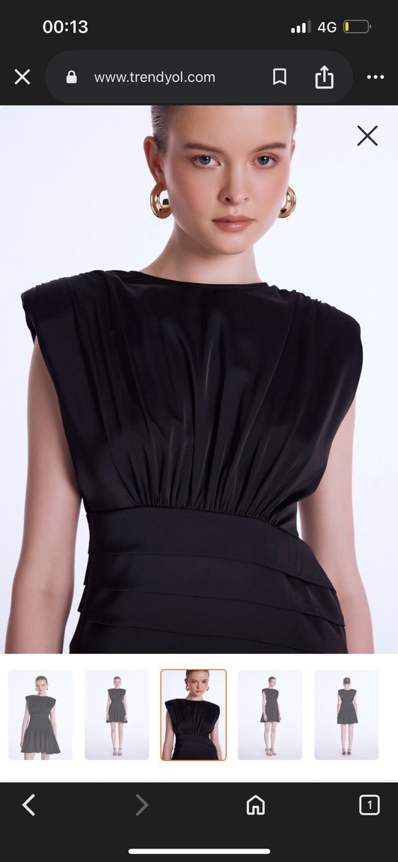 Siyah Pilili Mini Kadın Elbise - Görsel 3