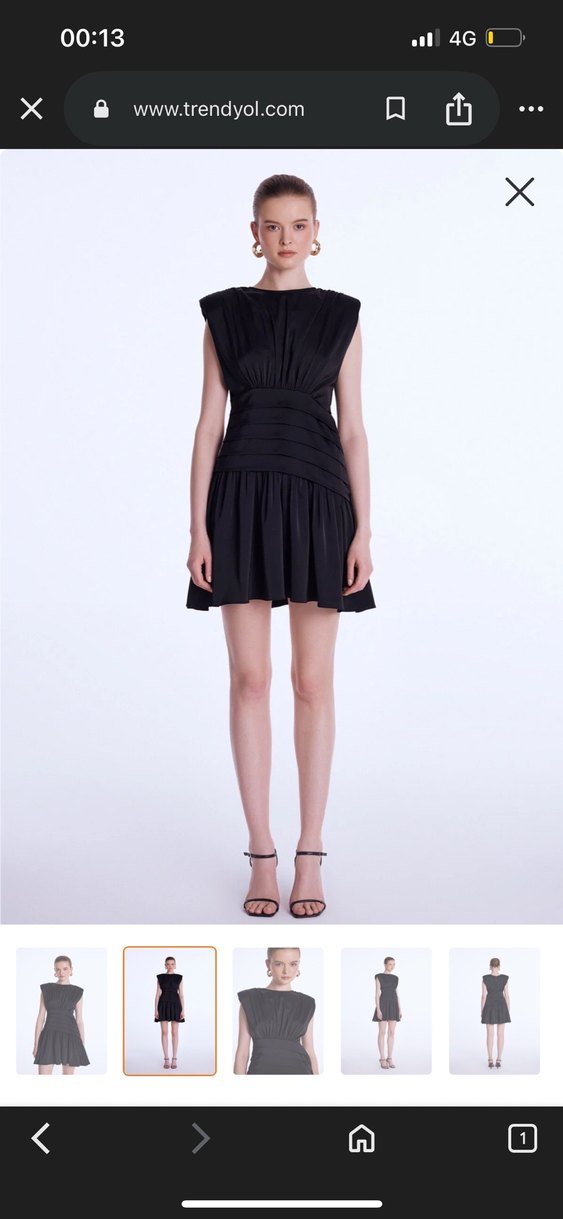 Siyah Pilili Mini Kadın Elbise - Görsel 2