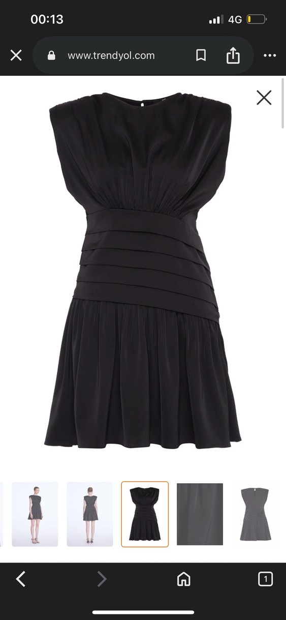 Siyah Pilili Mini Kadın Elbise - Görsel 5