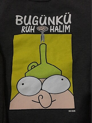 Defacto Yiğit Özgür karikatür baskılı sweatshirt