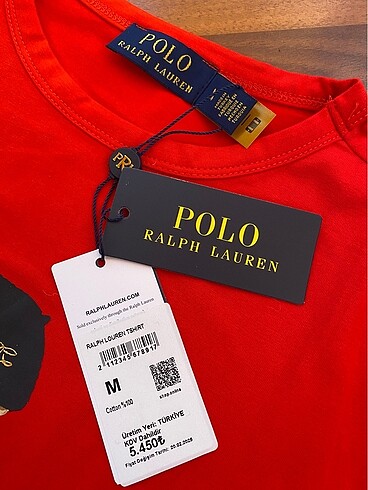 m Beden kırmızı Renk Ralph lauren tişört