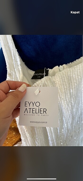 m Beden beyaz Renk Eyyo Pullu Elbise