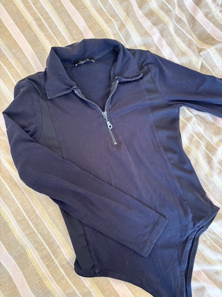 Fermuarlı Lacivert Body - Görsel 3