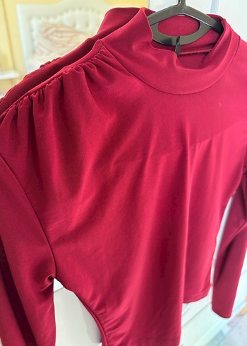 Bordo Uzun Kollu Bluz - Görsel 3