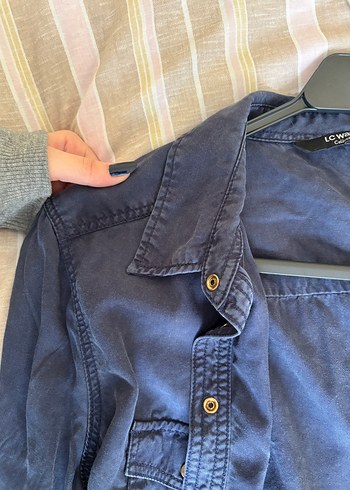 Lacivert Denim Kadın Gömlek - Görsel 3