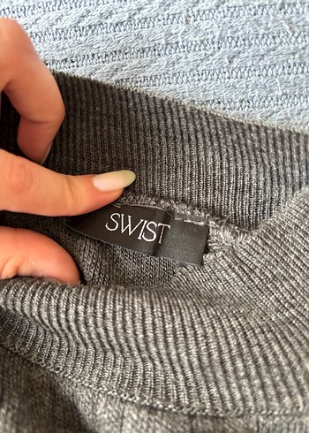 Gri Örgü Boğazlı Kadın Kazak - Görsel 3