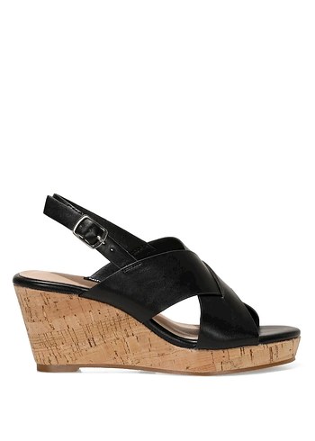 38 Beden siyah Renk Nine West Siyah Dolgu Topuklu Kadın Sandalet