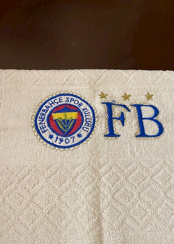  Beden Nakışlı Beyaz Havlu Fenerbahçe Logolu