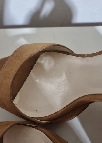 Bej Süet Platform Topuklu Kadın Ayakkabı - Görsel 5